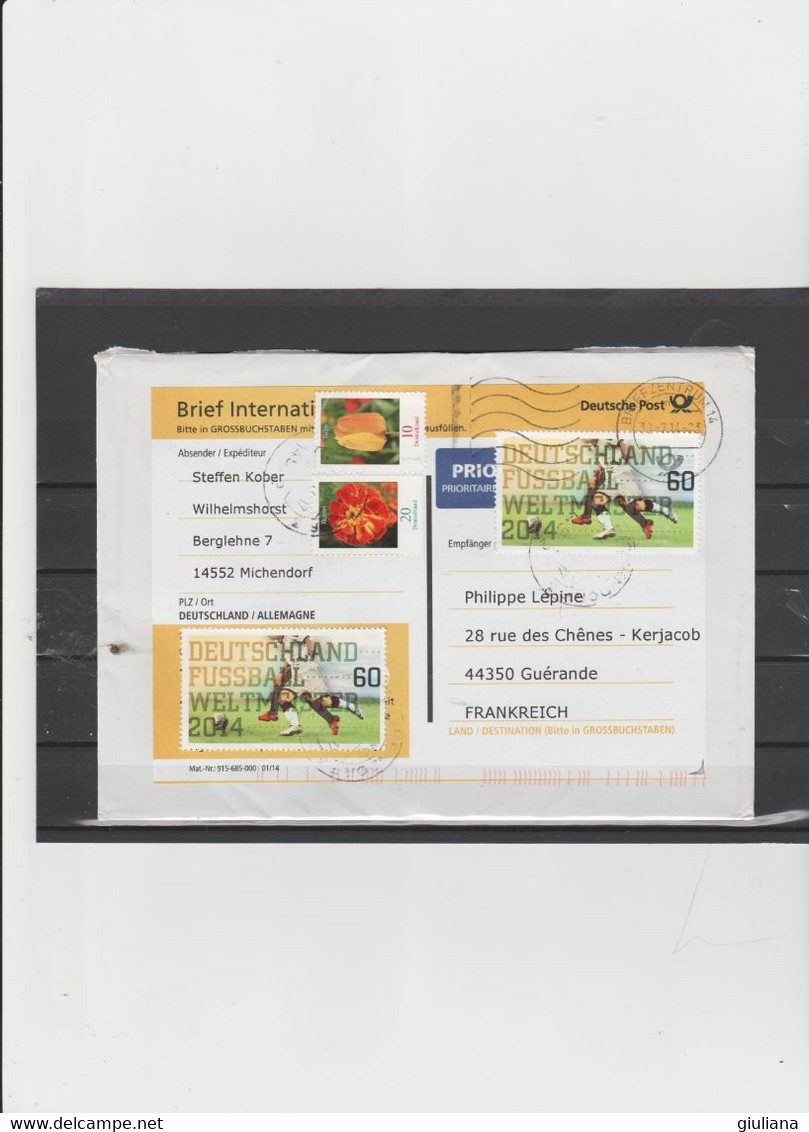 Germania 2014 - Busta X La Francia Affrancata Con 2 Stamps Brasile 2014 + 2 Complementari - 2014 – Brasile