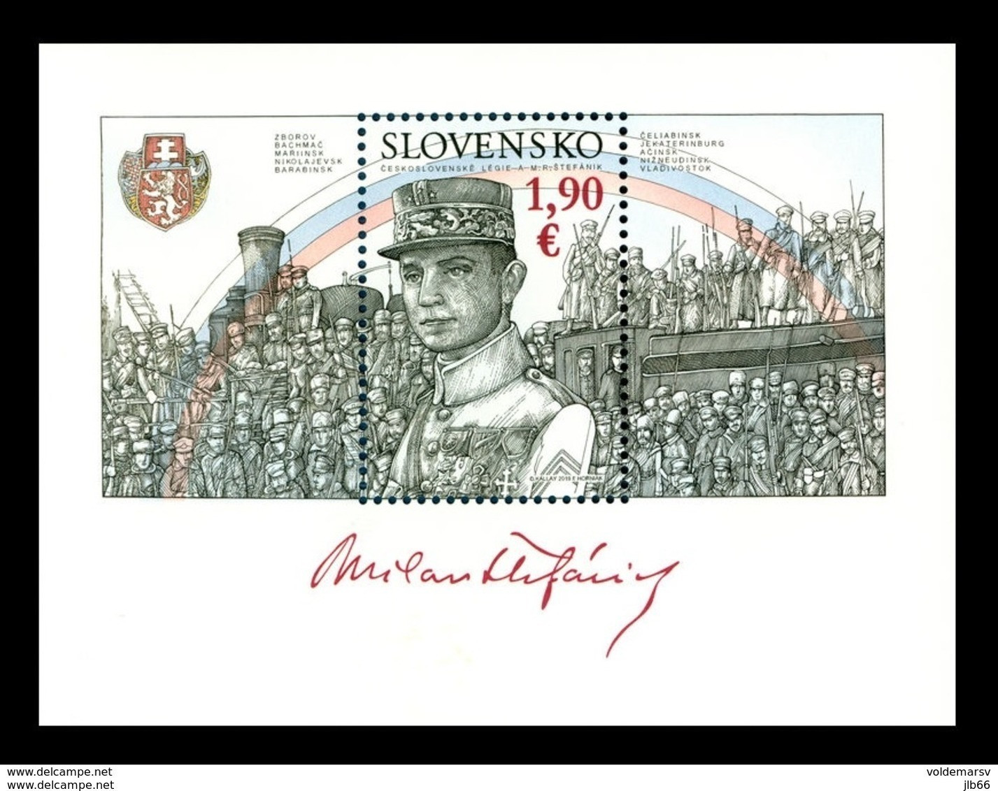 Slovaquie 2019 BF 54 ** Centenaire De Milan R STEFANIK Et Des Légions Tchécoslovaques - Blocks & Sheetlets