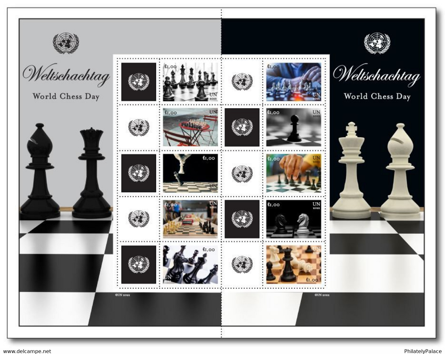 UN 2022 New United Nation- Vienna - International Chess Fede  - World Chess Day , MNH Mint Sheet (**) Limited Edition - Ungebraucht