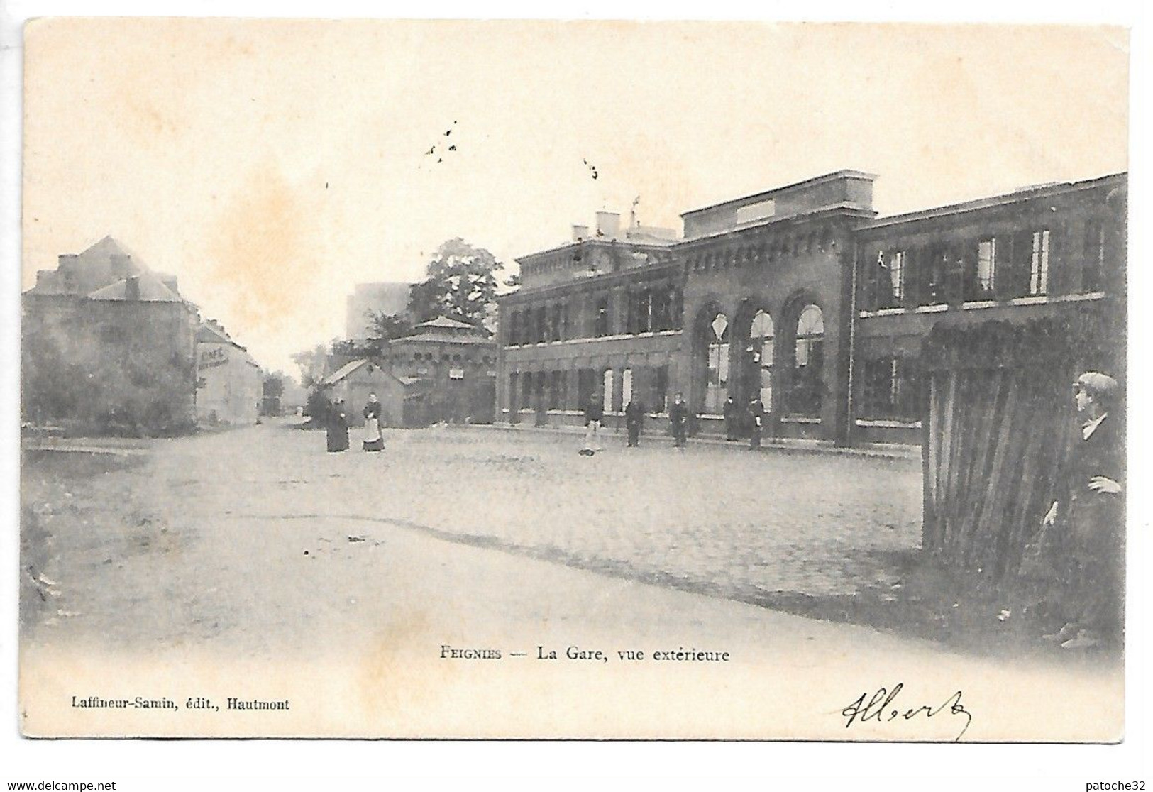 Cpa...Feignies...(nord)...la Gare...vue Extérieure...1904...animée... - Feignies