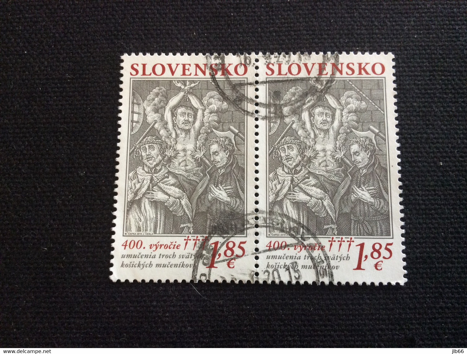 SK 2019 Yvert 774 Paire Oblitéré 400 Ans Mort Des 3 Saints Martyrs De Kosice Gabriel Hevenesi Jésuite Illustrateur - Used Stamps