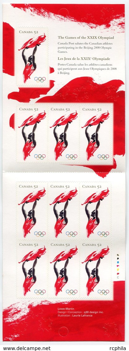 RC 11566 CANADA 2008 JEUX OLYMPIQUES CARNET BOOKLET MNH NEUF ** - Carnets Complets