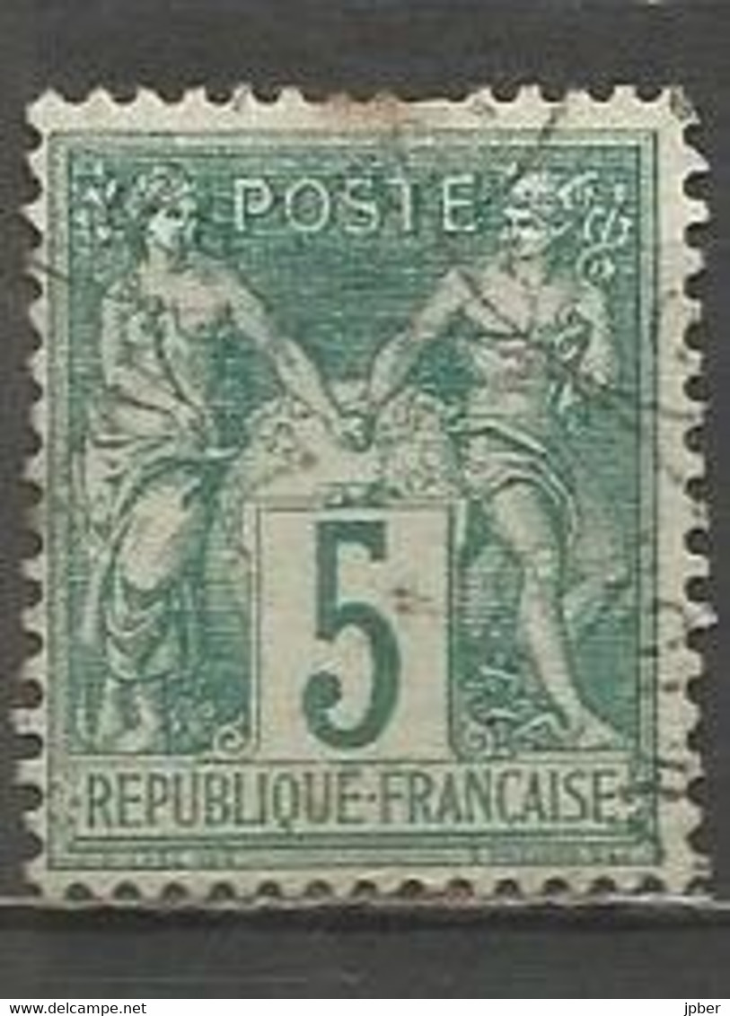 France - Type Sage - Type I (N Sous B) - N°64 5c. Vert - Obl. - 1876-1878 Sage (Type I)