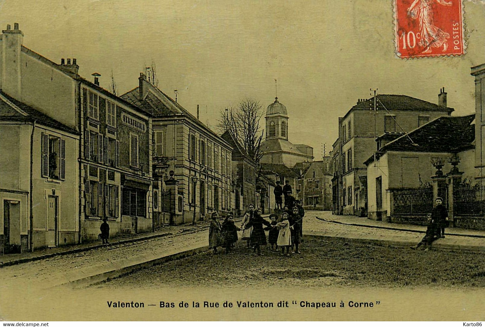 Valenton * Bas De La Rue De Valenton Dit " Chapeau à Corne " * Serrurerie * Enfants Villageois * Cpa Toilée Colorisée - Valenton