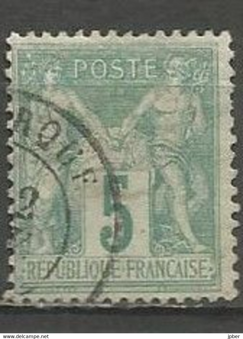France - Type Sage - Type I (N Sous B) - N°64 5c. Vert - Obl. - 1876-1878 Sage (Typ I)