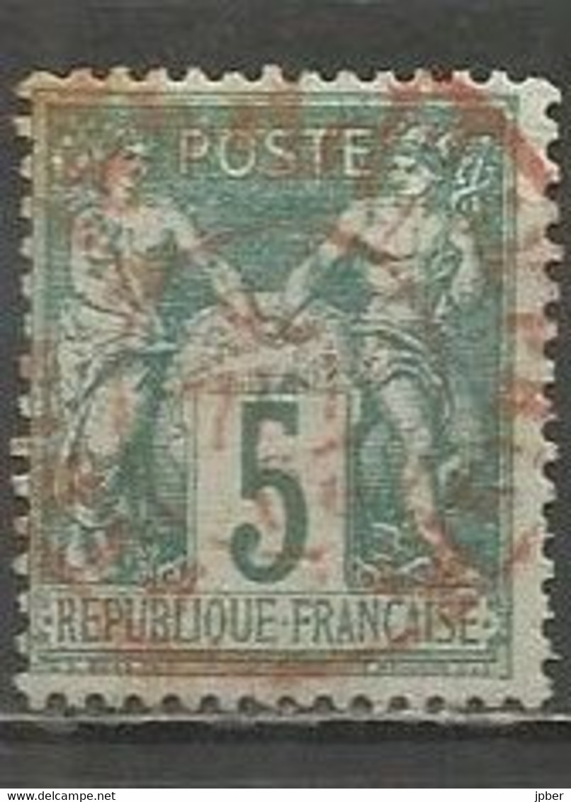 France - Type Sage - Type I (N Sous B) - N°64 5c. Vert - Obl. Rouge Des Imprimés - PARIS P.P.48 - 1876-1878 Sage (Typ I)