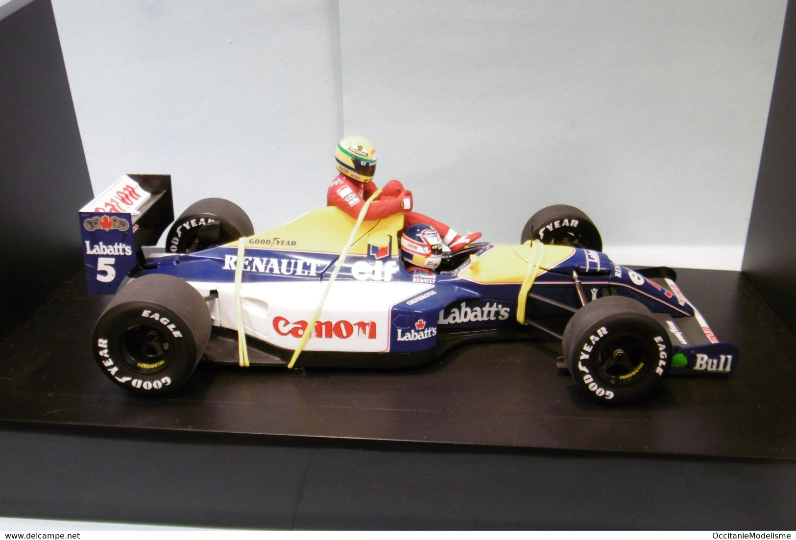 Minichamps - WILLIAMS RENAULT FW14 British GP 1991 + Figurine Ayrton Senna Mansell F1 Réf. 540 911805 BO 1/18 - Minichamps