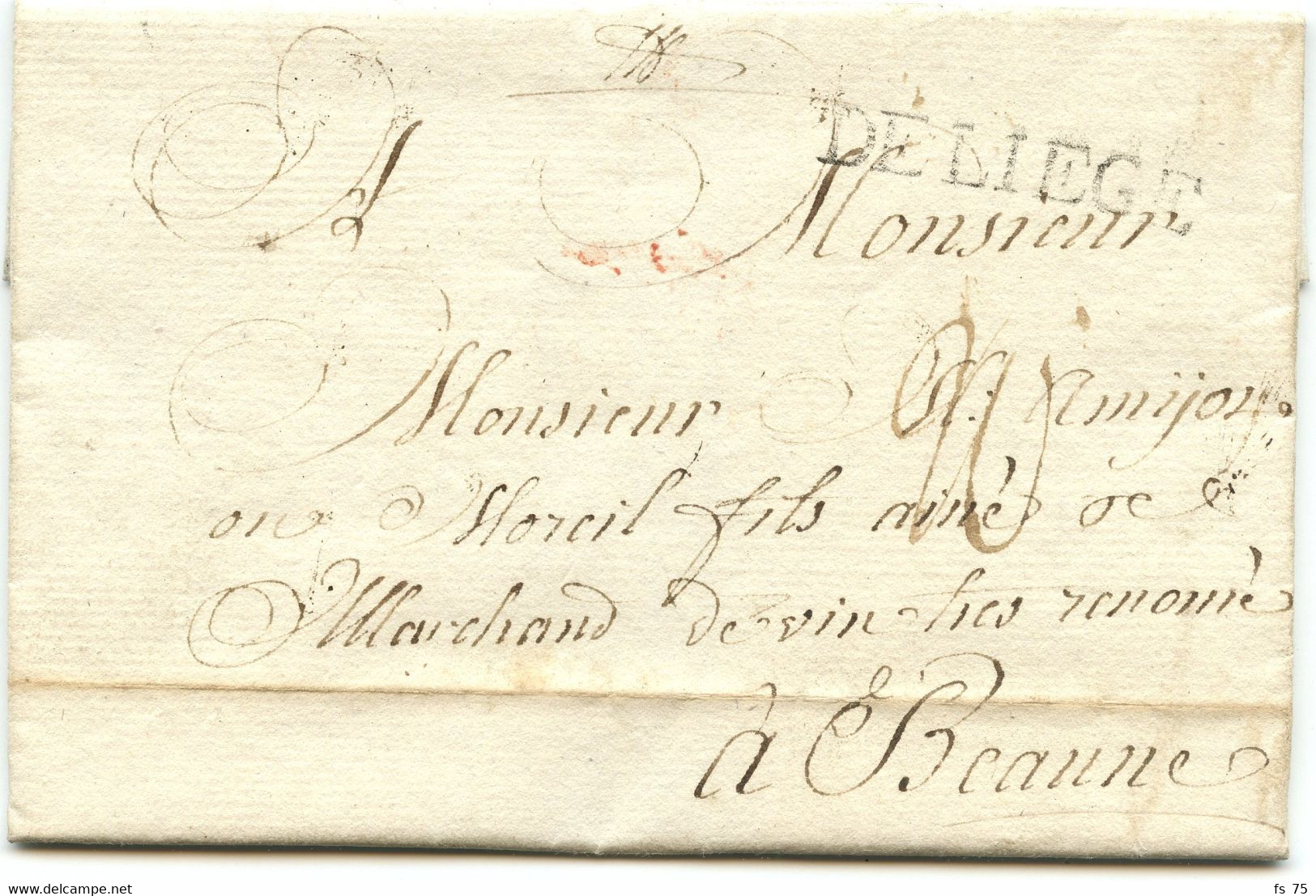 BELGIQUE - DE LIEGE SUR LETTRE AVEC CORRESPONDANCE POUR LA FRANCE, 1788 - 1714-1794 (Paises Bajos Austriacos)