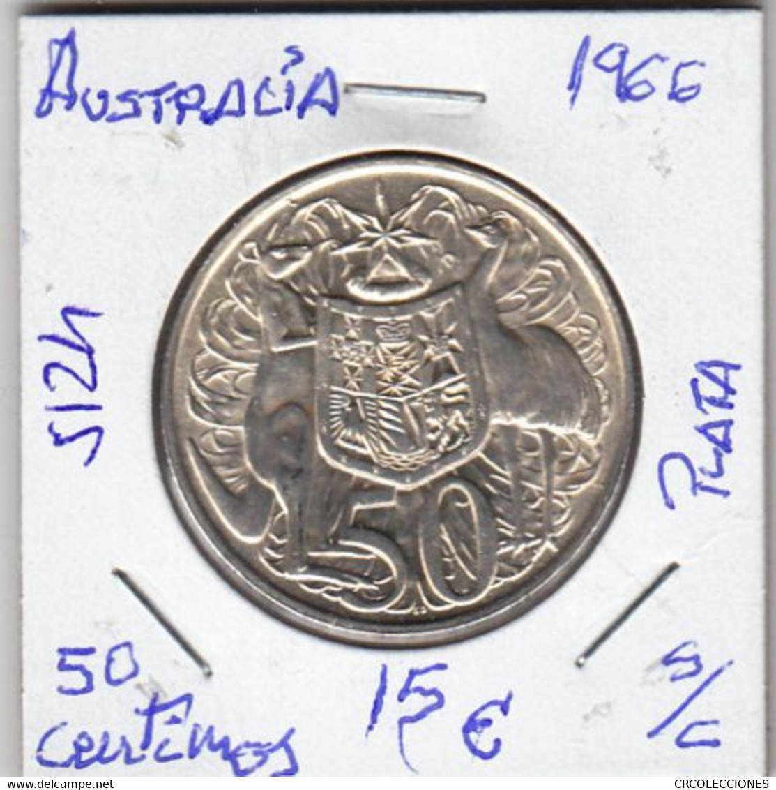 E5124 MONEDA AUSTRALIA 50 CENTIMOS 1966 PLATA SIN CIRCULAR 15 - Andere & Zonder Classificatie