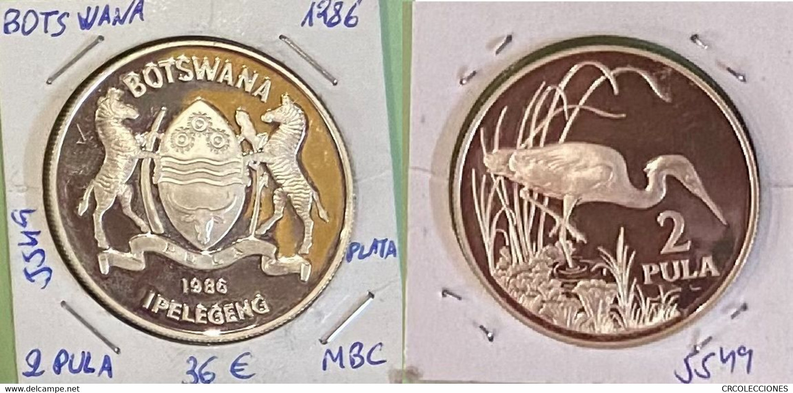 E5549 MONEDA BOTSWANA 2 PULA 1986 PLATA MBC 36 - Botswana