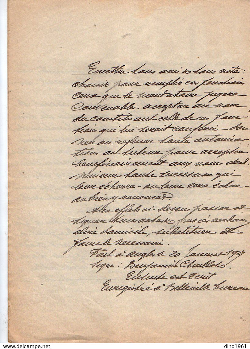 VP20.215 - LE POIRE SUR VIE X ANGLES - Acte De 1927 - Justice - Conseil De Famille - Mr CHAILLOT Forgeron à AIZENAY - Bank En Verzekering