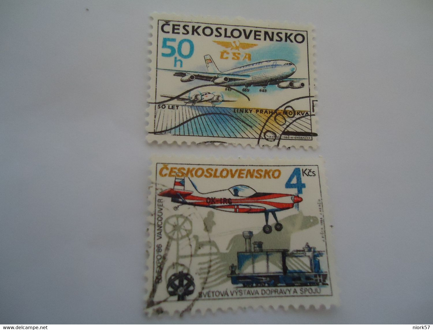 CZECHOSLOVAKIA USED   STAMPS  AIRPLANES TRAINS - ...-1918 Prephilately