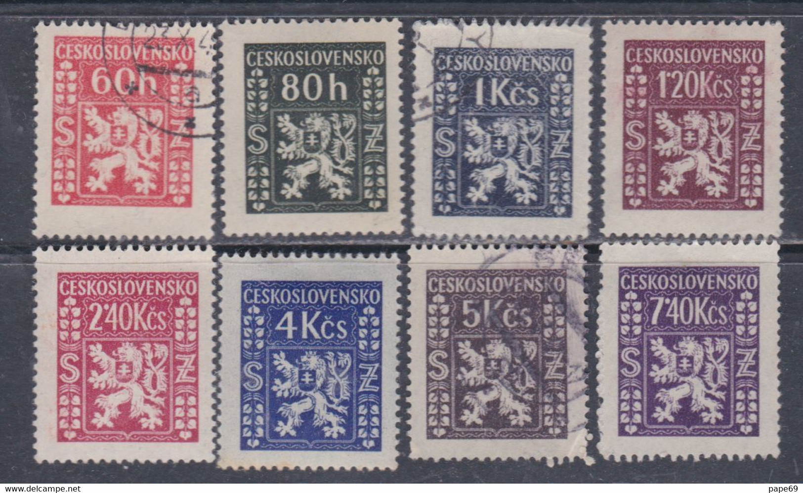 Tchécoslovaquie Timbre  De Service N° 8 / 15  X, O Armoiries, La Série Des 8 Valeurs  Trace Charn. Ou Obli. Sinon TB - Official Stamps