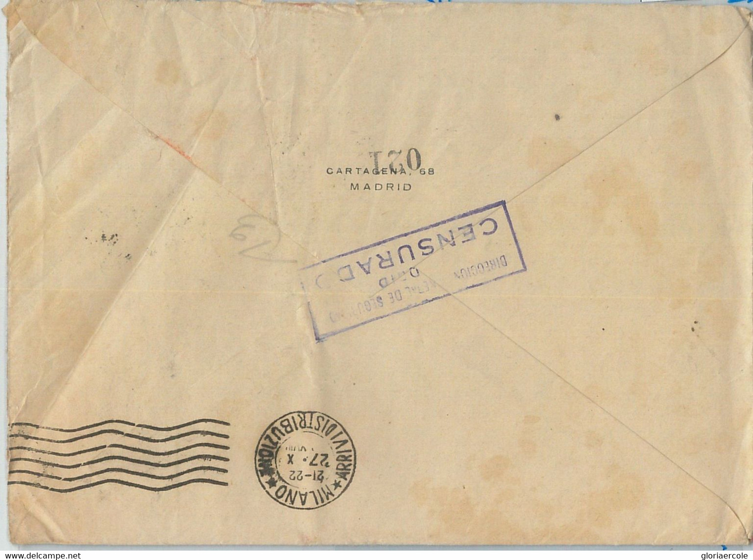 77601 - SPAIN - POSTAL HISTORY -   AIRMAIL COVER To ITALY  1940's - Autres & Non Classés