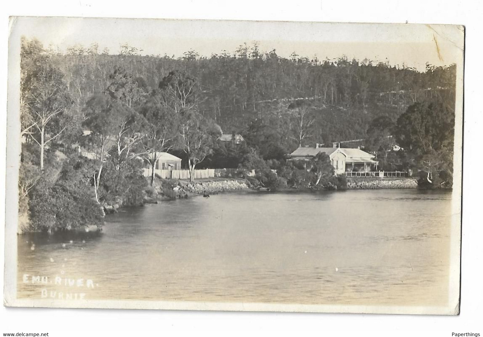 Privately Taken Real Photo Postcard, Australia, Tasmania, Burnie, Emu River, Landscape, House, 1919. - Hobart