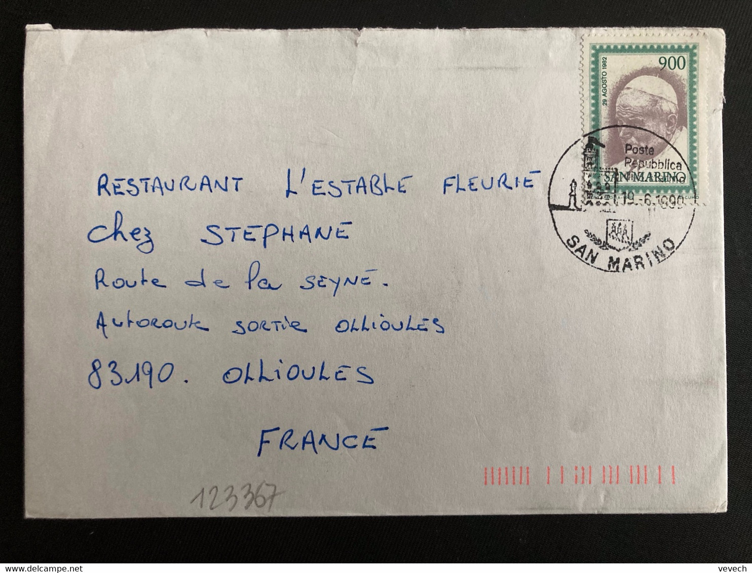 LETTRE Pour La FRANCE TP 29 AGOSTO 1982 à 900 OBL.19.6 1990 SAN MARINO - Cartas & Documentos