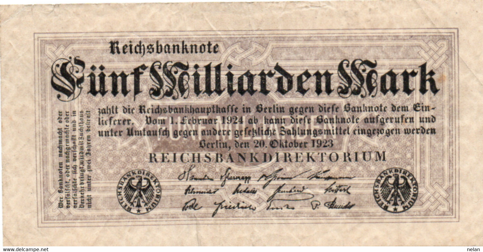 GERMANY - 5 MILLIARDEN MARK 1923 -Wor:P-123b/2, Ros:R-120e - 5 Mrd. Mark