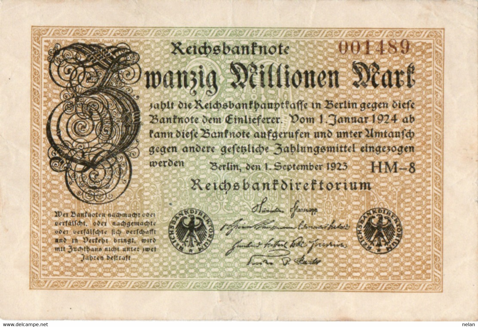 GERMANIA  - 20  MILLIONEN  MARK  1923 -  P-108c.3 - 20 Millionen Mark