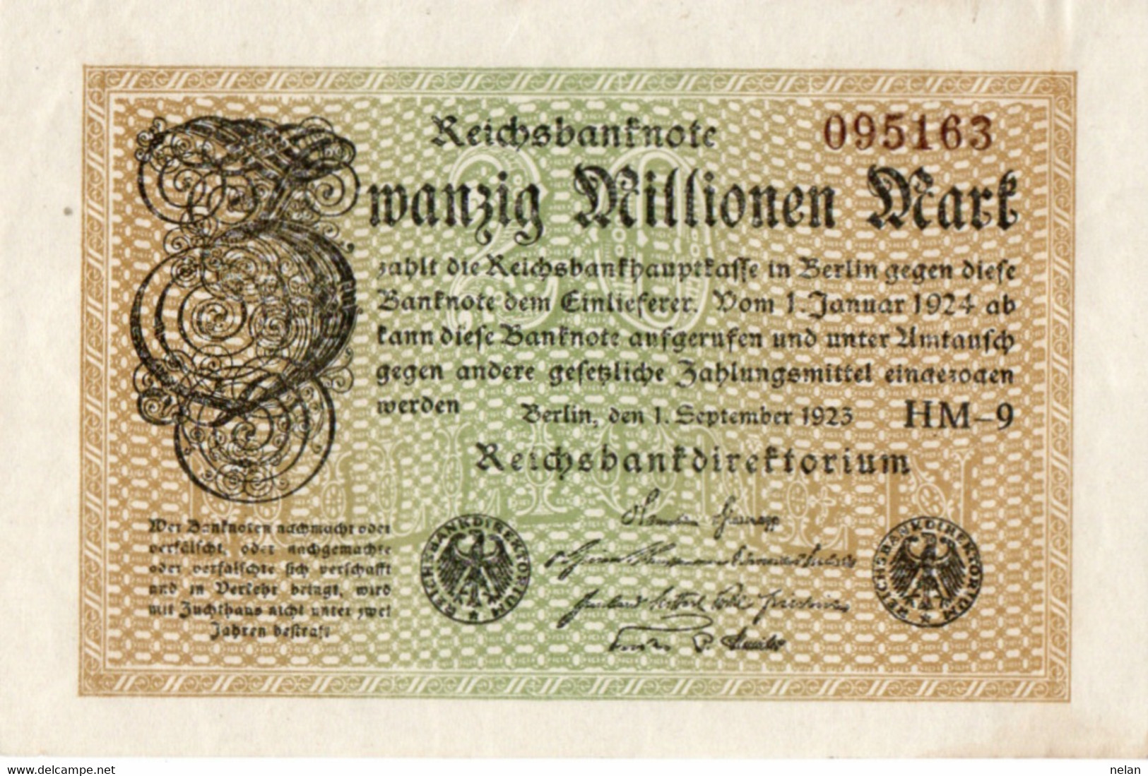 GERMANIA  - 20  MILLIONEN  MARK  1923 -   Wor:P-108d, Ros:R-107f  XF++AUNC - 20 Mio. Mark