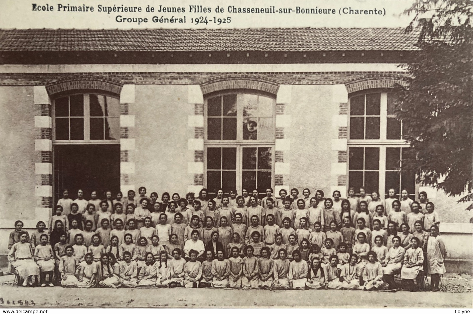 Chasseneuil Sur Bonnieure - école Primaire Supérieure De Jeunes Filles - Classe Groupe Générale 1924 1925 - Enfants - Autres & Non Classés