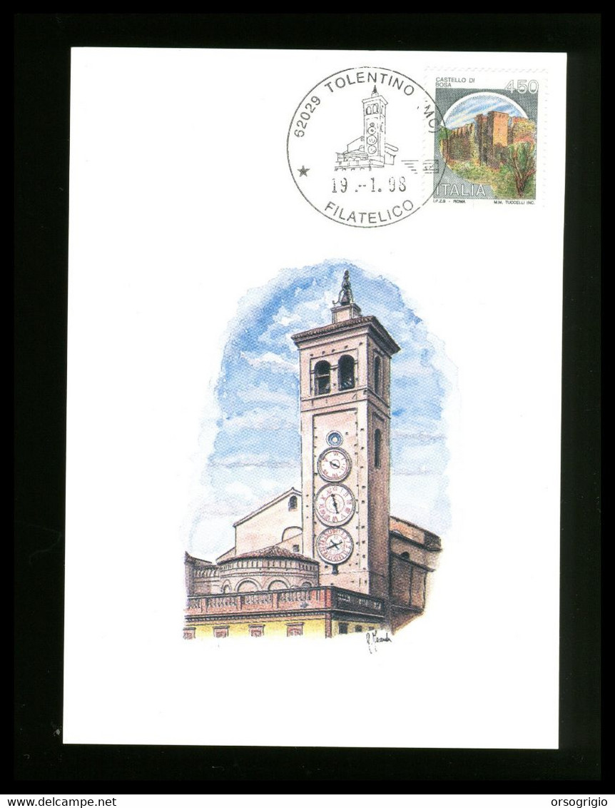 ITALIA - Cartolina Ufficiale Delle Poste Italiane - TOLENTINO - TORRE DEGLI OROLOGI CLOCK - L’ Orologio Ha Una Macchina. - Horlogerie