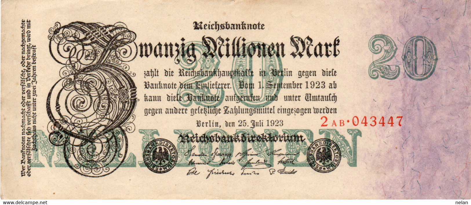GERMANY-20 MILLIONEN MARK 1923  - Wor:P-97b.1, Ros:R-96b - XF++ - 20 Millionen Mark