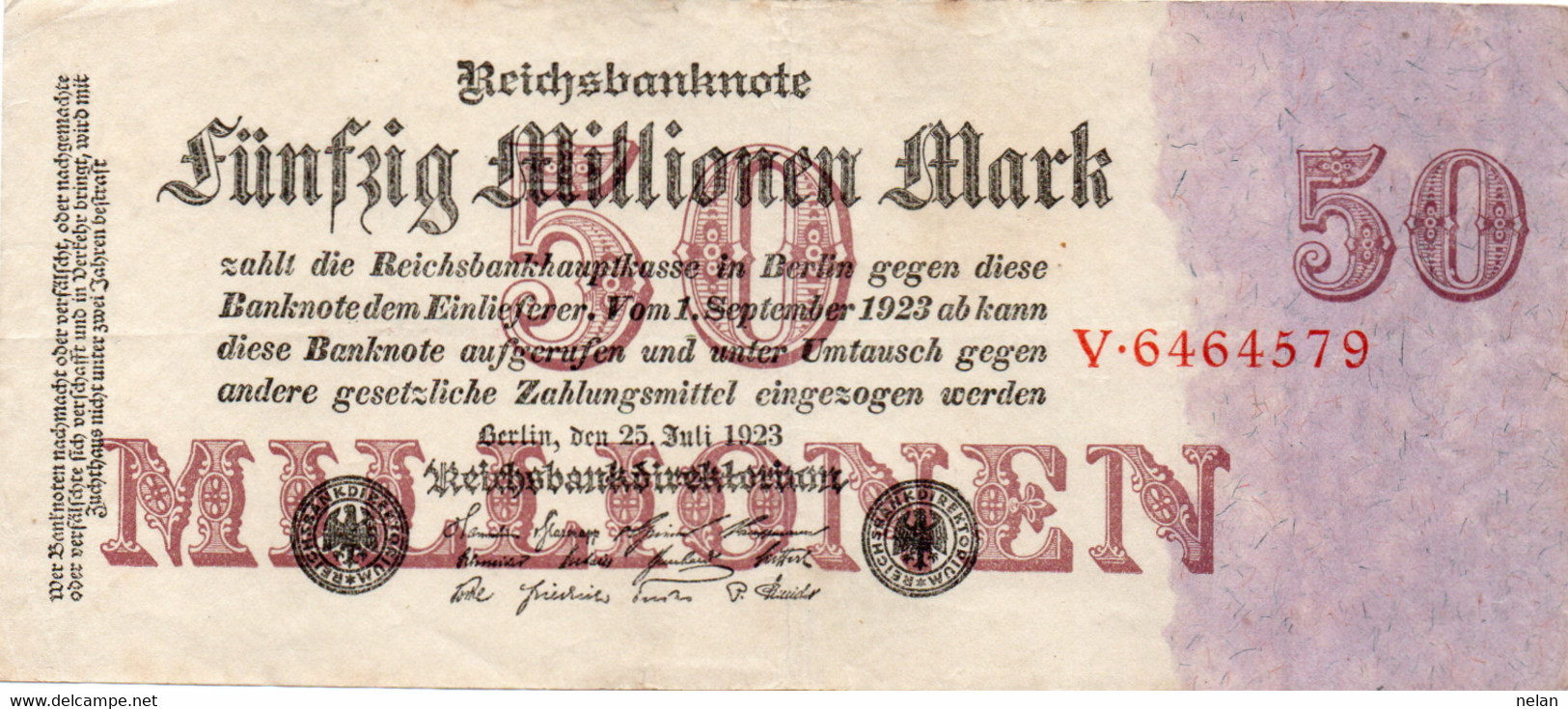 GERMANY-50 MILLIONEN MARK 1923  -  Wor:P-98.1, Ros:R-97a -XF - 50 Miljoen Mark