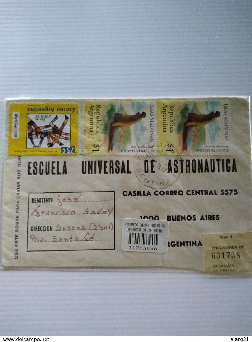 Argentina Reg Cover.angelica.sfe.to Bsaires.parcel Post Label Transit Bar Code.2* Elep.seal 1852 Yv Usa 94 1846.reg Post - Brieven En Documenten