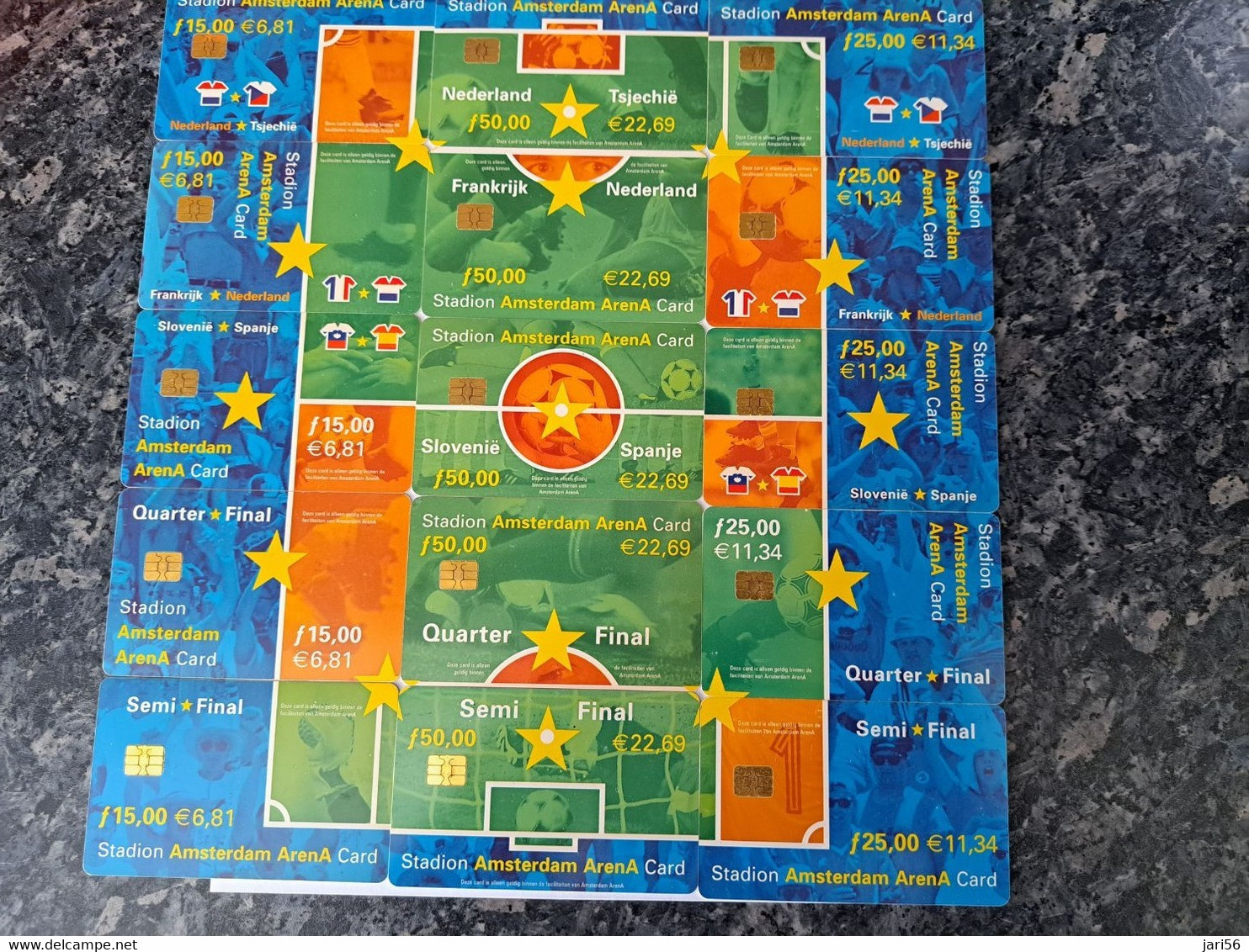 NETHERLANDS  ARENA CARD  COMPLETE PUZZLE 15 CARDS PLAYING FIELD / WITH SCHEME   FOOTBAL/SOCCER/ USED CARD  ** 10472** - öffentlich