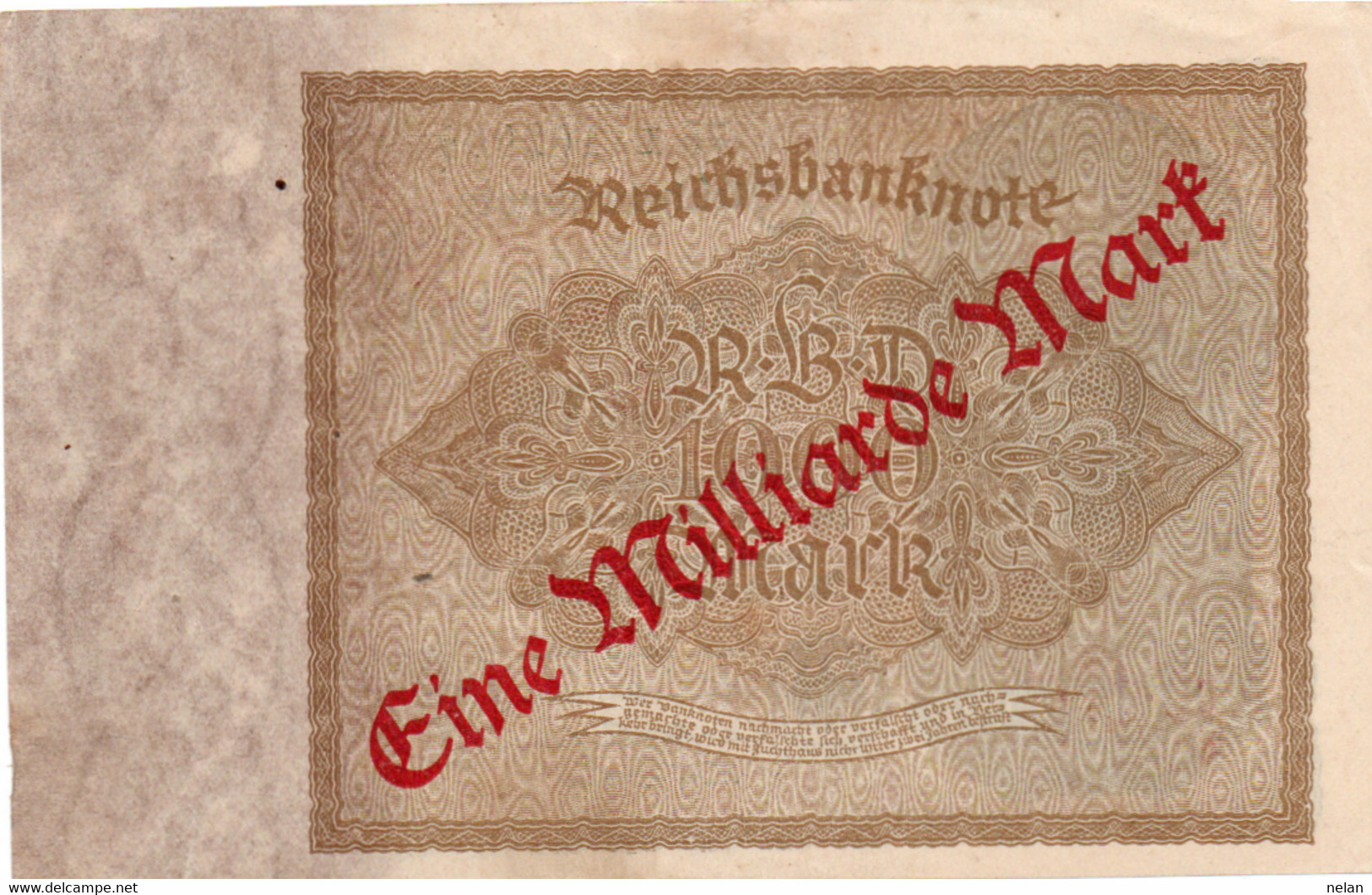 GERMANY - EINE MILLIARDE MARK  1922  - P-113a.2, Ros:R-110b  - AUNC - 1 Milliarde Mark