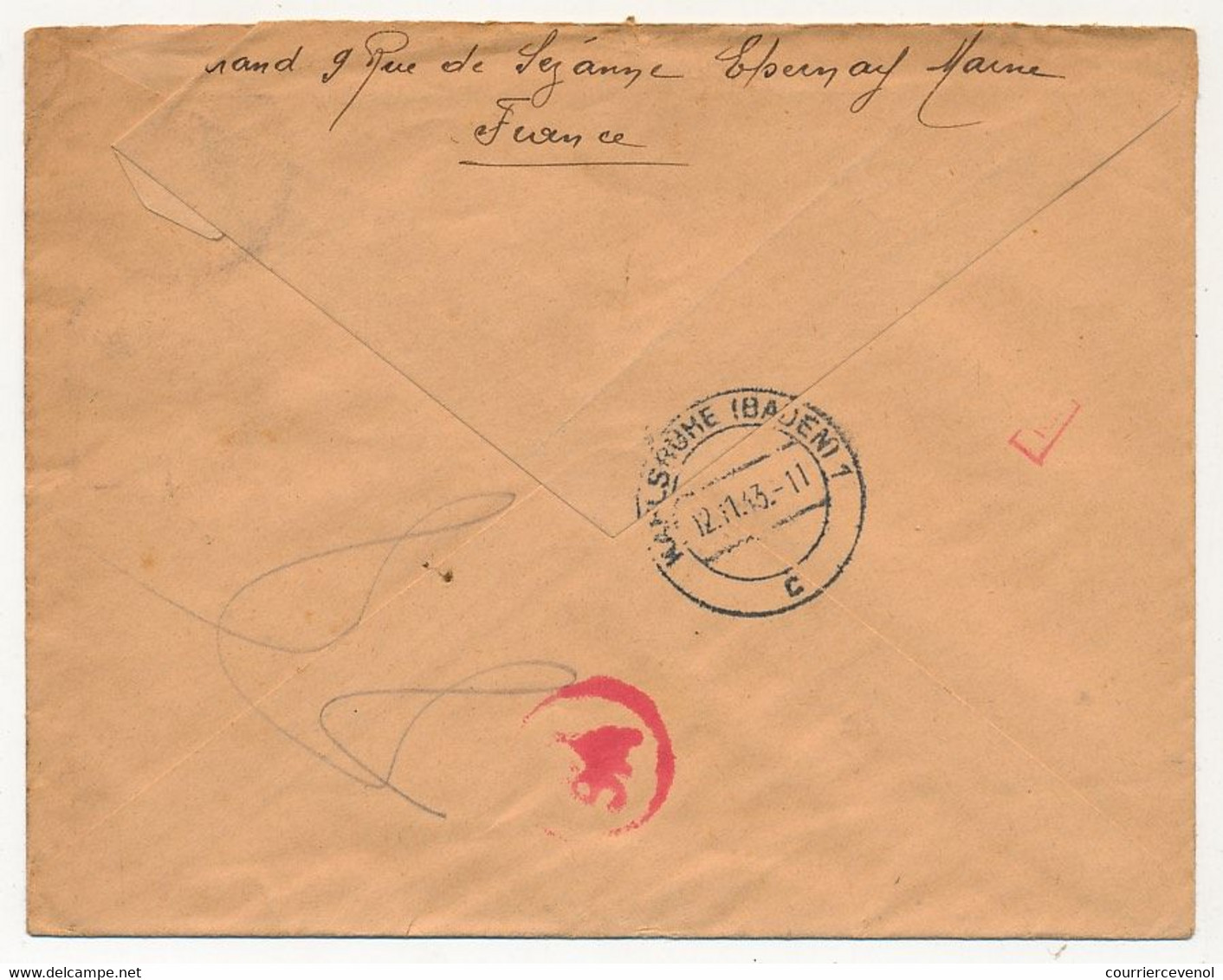 Enveloppe - Affr. Composé 3F Pétain + 5F Blason Lyonnais - Recommandé Provisoire EPERNAY (Marne) - Vers STO 1943 - 1941-42 Pétain