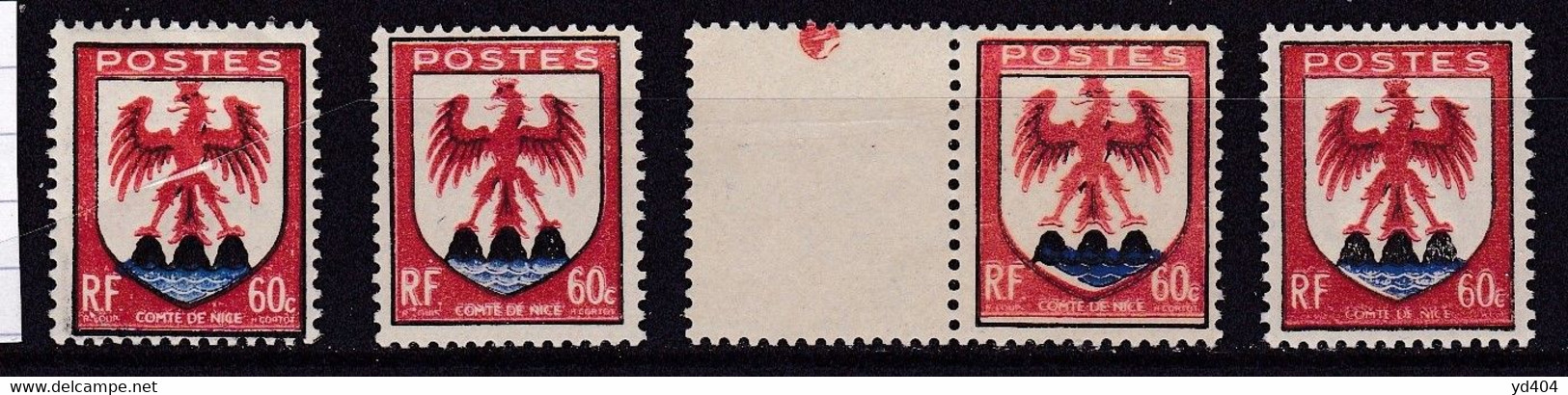 FR7133 - FRANCE – 1946 – COAT OF ARMS - VARIETIES - Y&T # 758/758e/f/j MNH 14,20 € - Unused Stamps