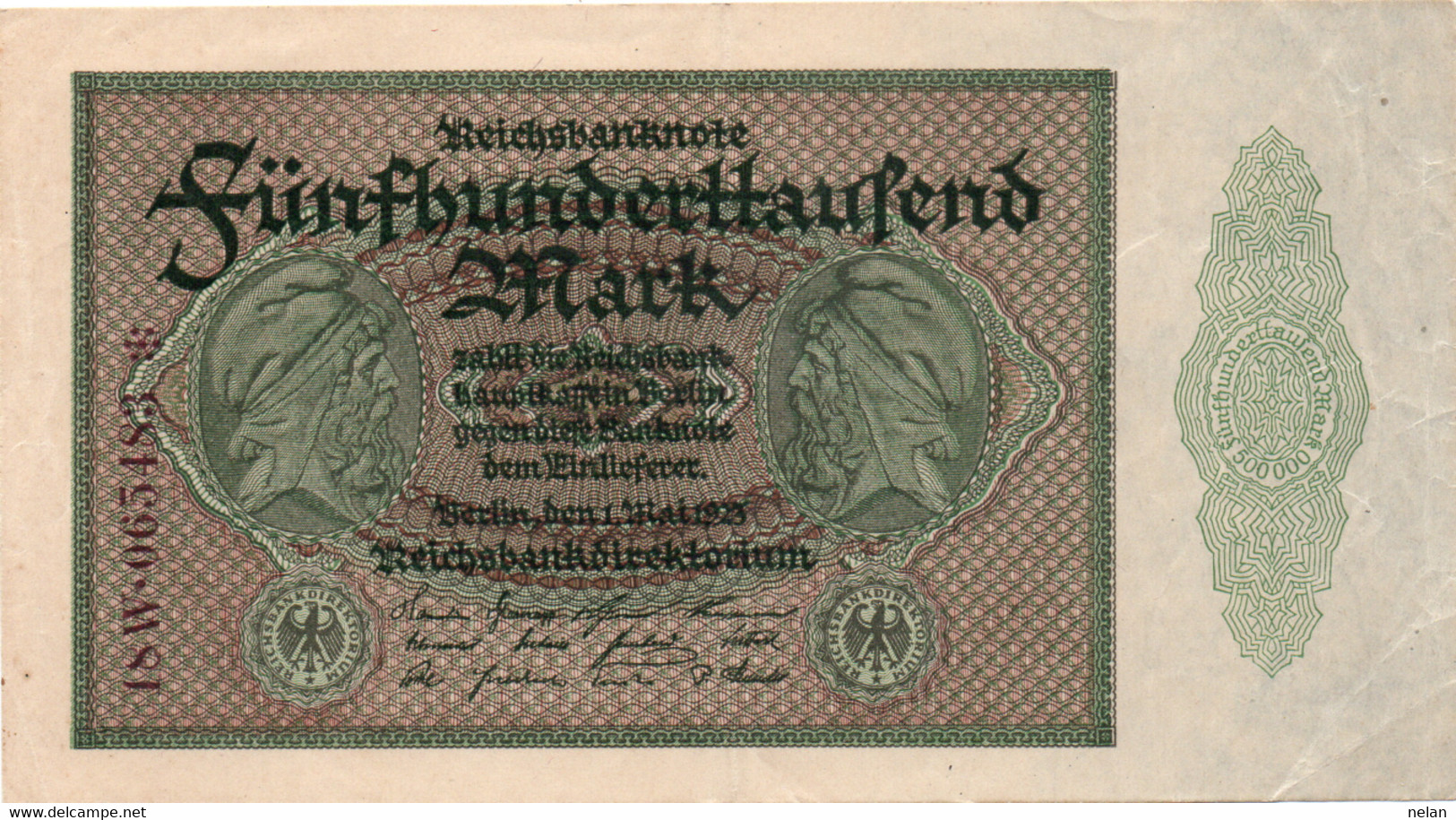 GERMANY- 500000 MARK 1923 - P-88b.4, Ros:R-87f - XF++ RARA - 500.000 Mark