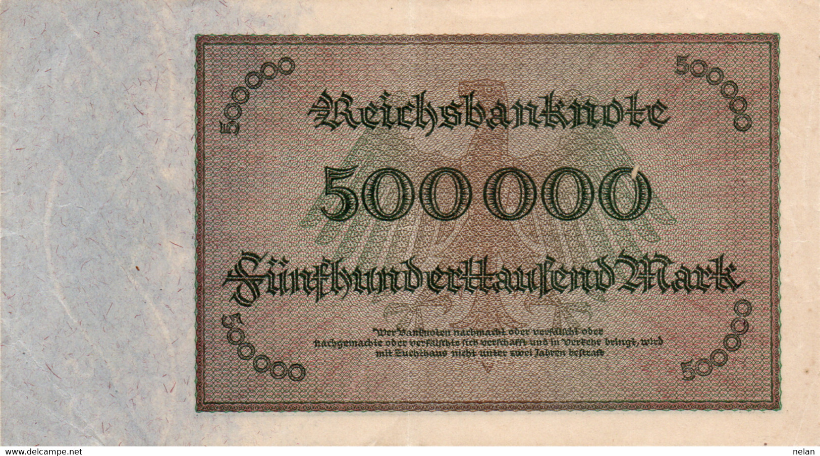 GERMANY- 500000 MARK 1923 - P-88b.4, Ros:R-87f - XF++ RARA - 500000 Mark