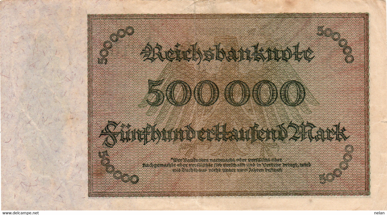 GERMANY- 500000 MARK 1923 - P-88b.3, Ros:R-87e - VF - 500000 Mark