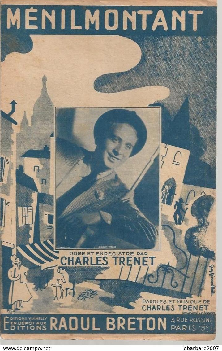 CHARLES TRENET   -  MENILMONTANT - éditions  BRETON  ( PARTITION ) NARBONNE - Otros & Sin Clasificación