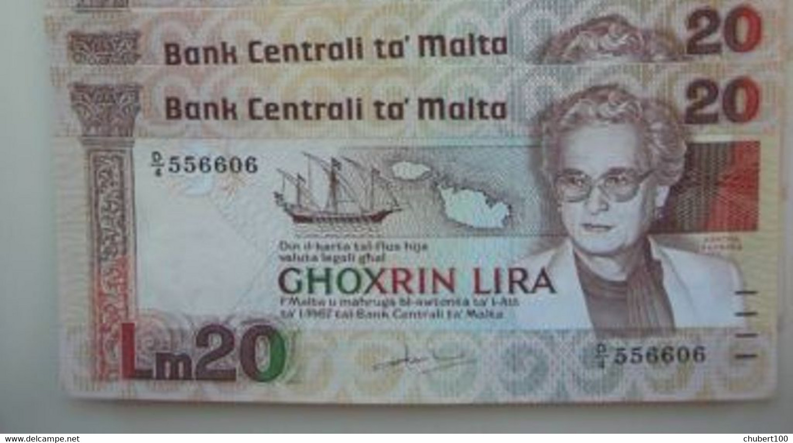 MALTA , P 40, 20 Lira , L 1967 (1986) , UNC Neuf , 2 Notes , - Malta