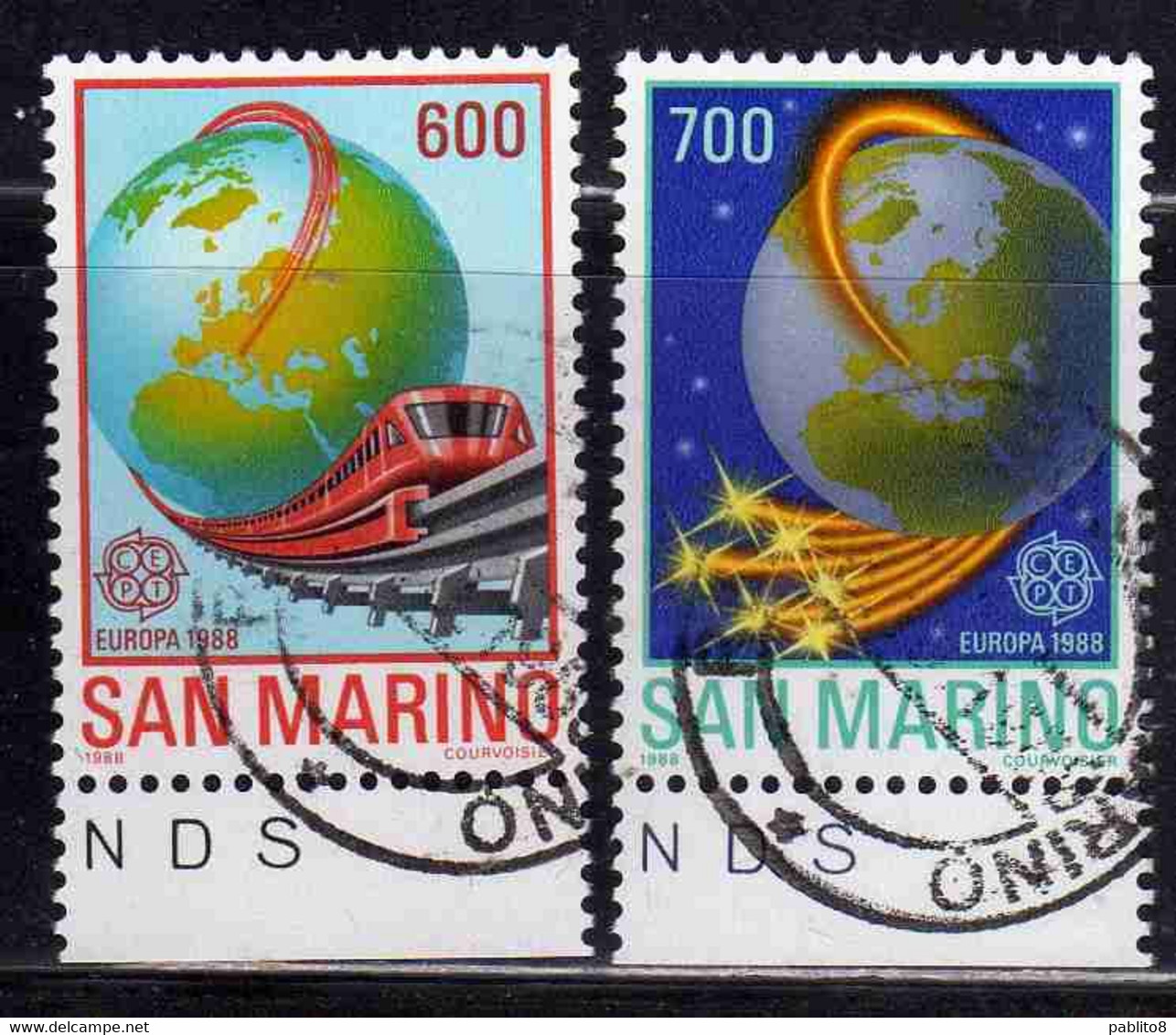 REPUBBLICA DI SAN MARINO 1988 EUROPA UNITA CEPT SERIE COMPLETA COMPLETE SET USATA USED OBLITERE' - Gebraucht