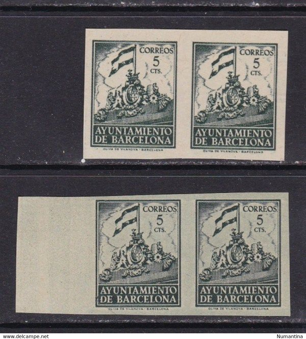 1940 - España - Barcelona - Frontispicio Del Ayuntamiento - Edifil 26s - Sin Dentar - 2 Bloque 2 - Distinto Papel - MNG - Barcelona