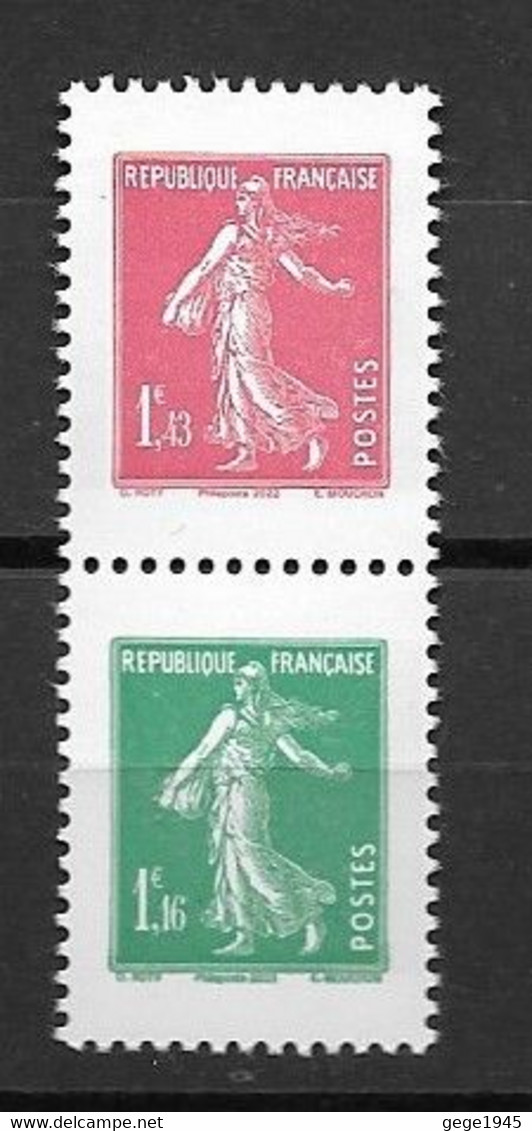 France 2022  Neuf **  Semeuse Provenant Du Carnet Philex  ( La Paire Attenante Verticale ) - Unused Stamps