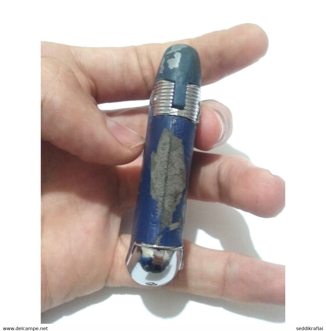 Vintage Lighter Marijuana Windproof Gaz Butane Blue Silver Gold Cigarette Working - Autres & Non Classés