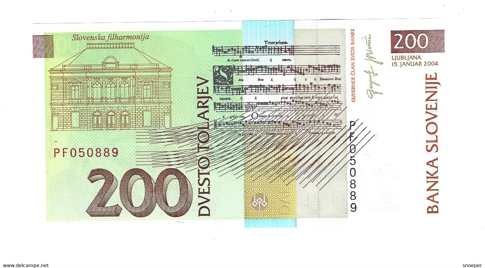 Slovenia 200 Tolarjev 2004     15d  Unc - Slovenia