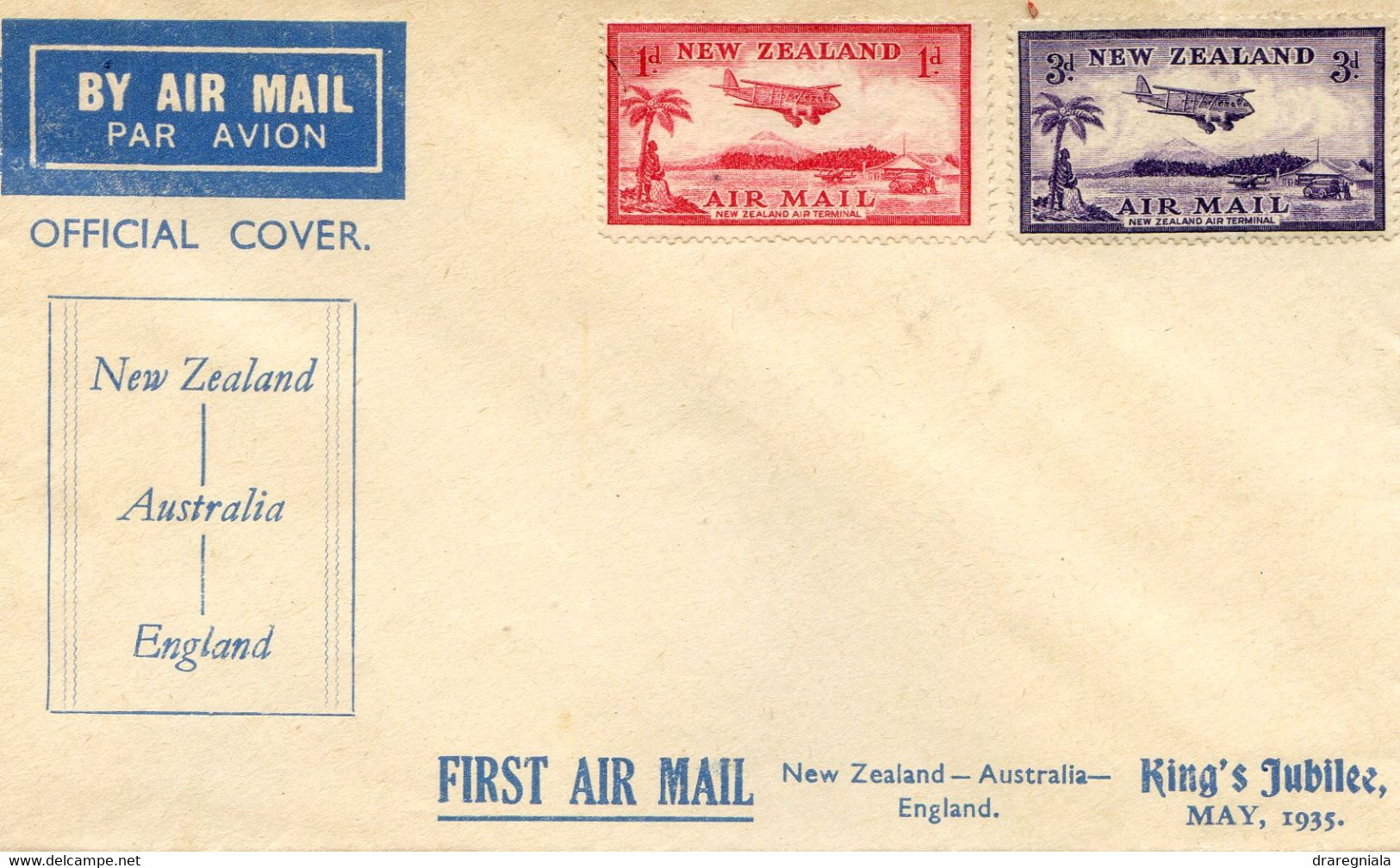 New Zealand - Australia - England - First Air Mail - King's Jubilee May 1935 - Luftpost