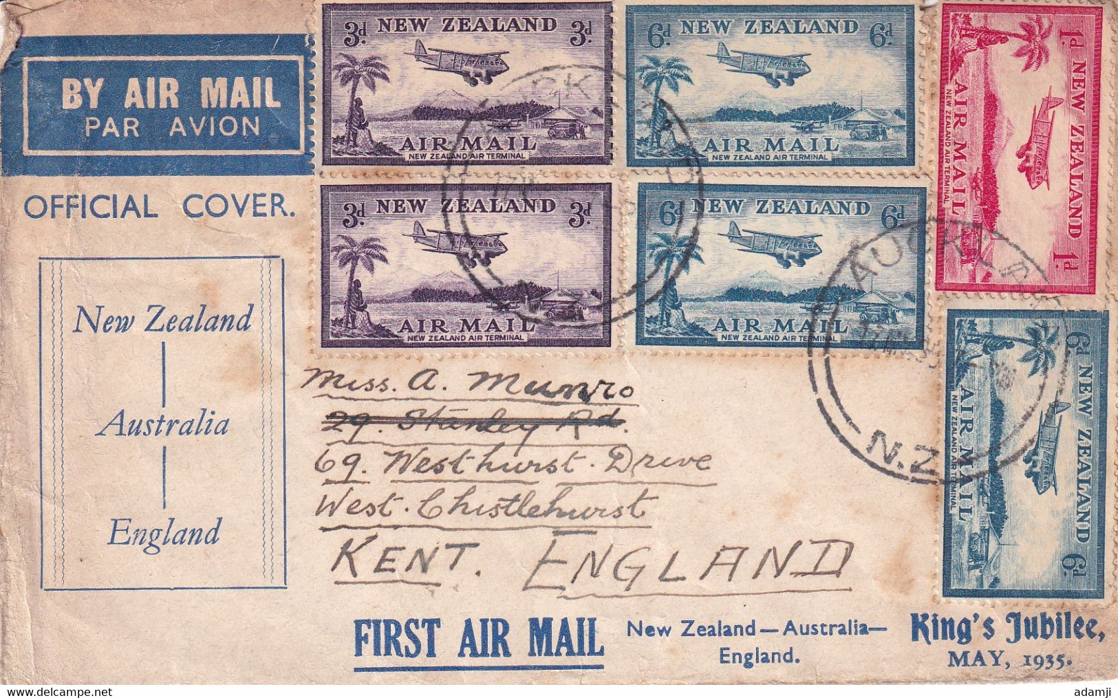 NEW ZEALAND 1935 GEORGE V JUBILEEE FDC COVER. - Cartas & Documentos