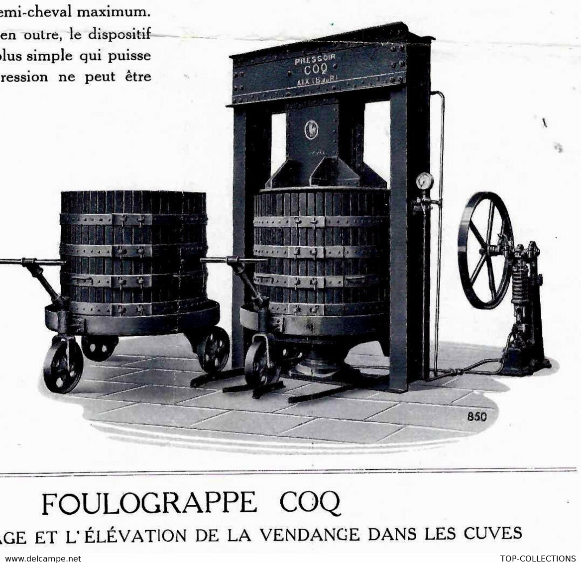 CIRCA 1920 VIN VIGNE VIGNOBLE  PRESSOIR HYDRAULIQUE FOULOGRAPHE COQ G.PEPIN FILS Ainé à Bordeaux  B.E.VOIR SCANS - Advertising