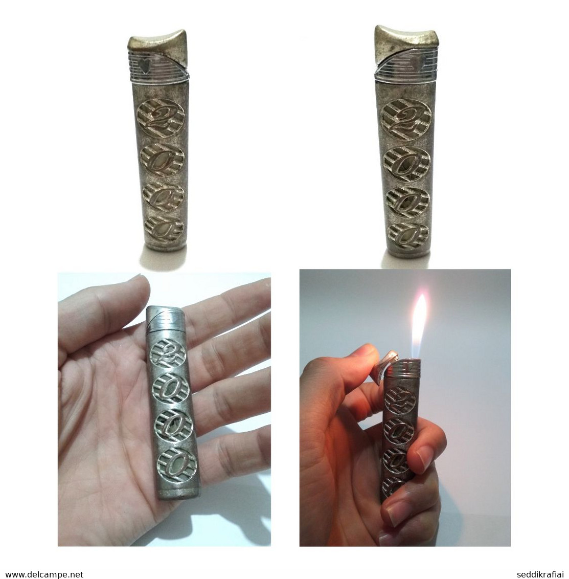 Lighter 2000 Heart Gaz Butane Working Smoking Collectible Silver Cigarette Flame - Autres & Non Classés