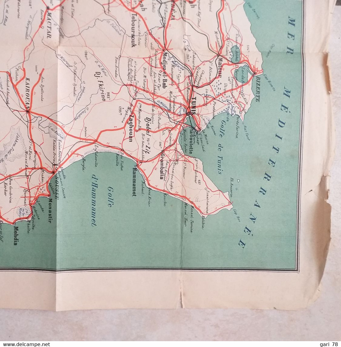 Carte Routiere De La TUNISIE éditée En 1923, Publicité Spidoléines - Roadmaps