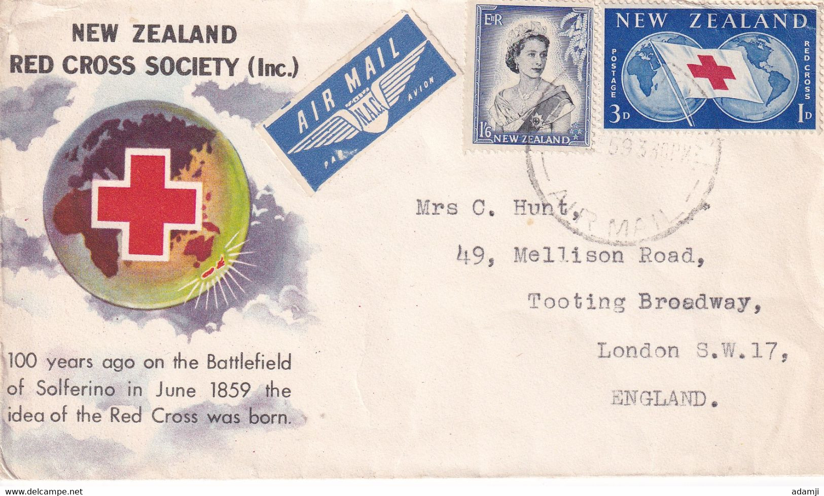 NEW ZEALAND 1959 RED CROSS FDC COVER. - Brieven En Documenten