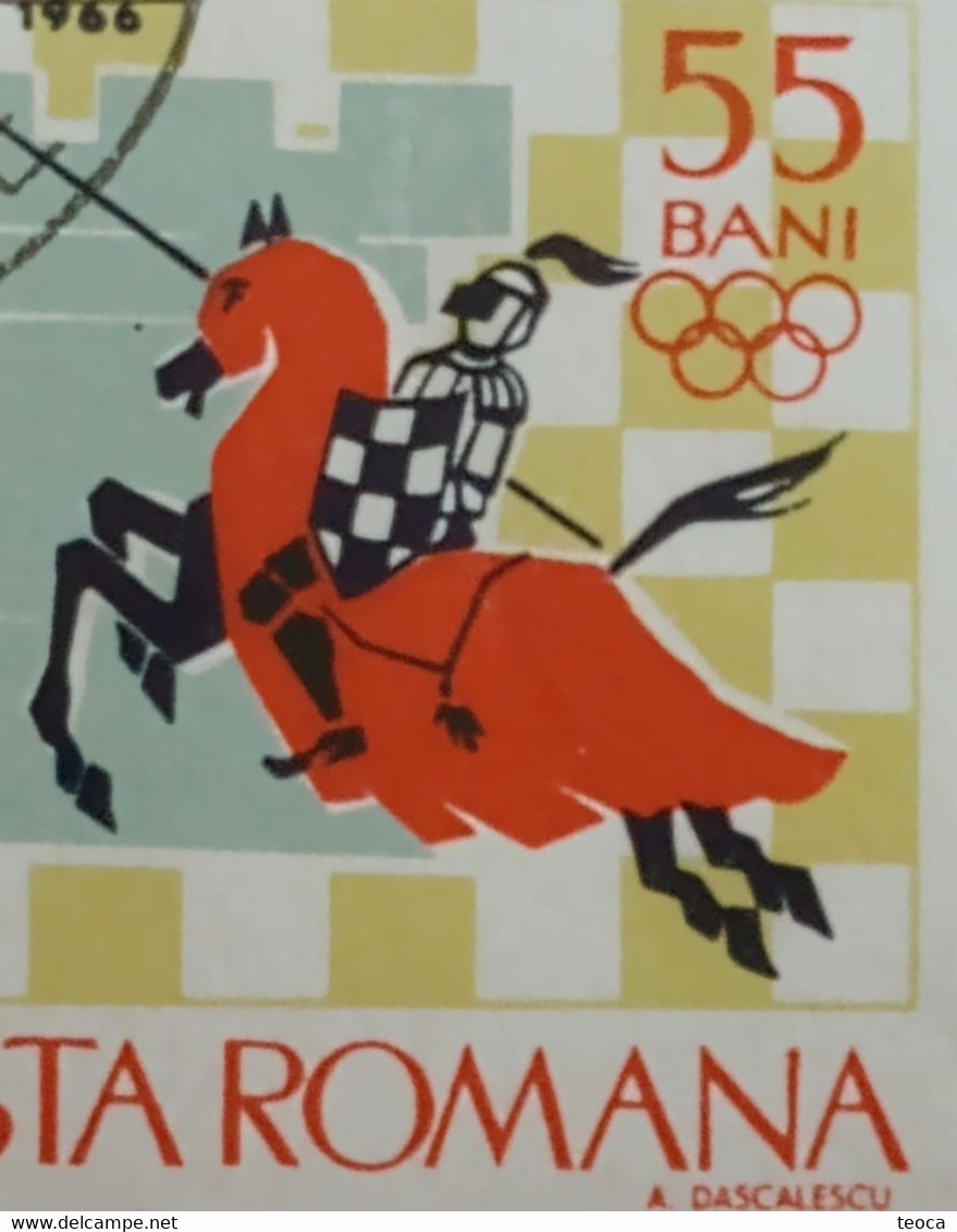 Stamps Errors Chess Romania 1966 MI 2480 Printed With Misplaced Chess Piece Used - Variétés Et Curiosités