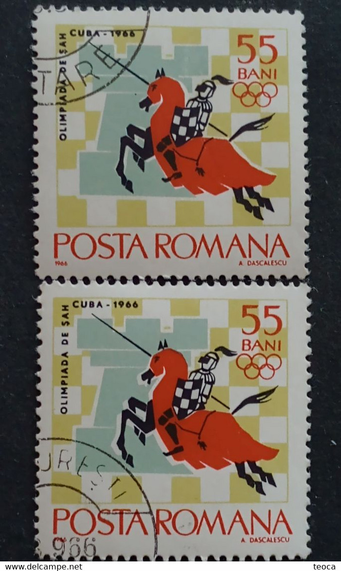 Stamps Errors Chess Romania 1966 MI 2480 Printed With Misplaced Chess Piece Used - Errors, Freaks & Oddities (EFO)